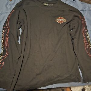 Harley-Davidson Black Long Sleeve Tee with Red Accents